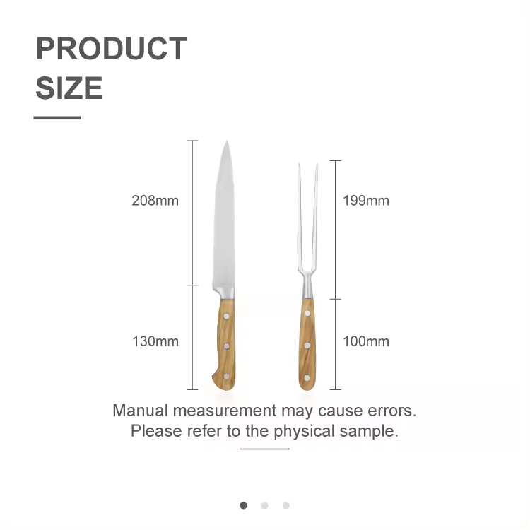 Sada grilovac&iacute;ch vidl&iacute;c a rezb&aacute;rskych nožov s rukov&auml;ťou z olivov&eacute;ho dreva