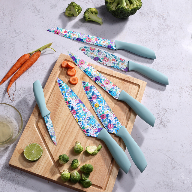 Set thika kuzhine me veshje jo ngjit&euml;se - 5 cop&euml; dorez&euml; me ngjyra PP+TPR